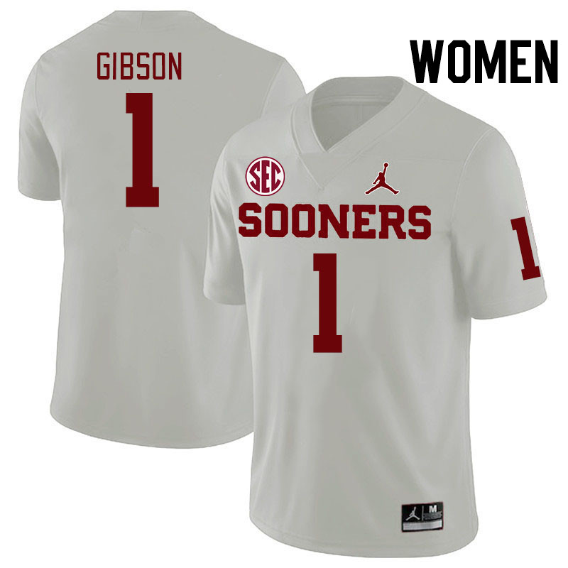 Women #1 Jayden Gibson Oklahoma Sooners 2024 SEC Conference College Football Jerseys-White